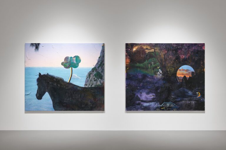 Ausstellungsansicht von Friedrich Kunath "One Day I’ll Follow The Byrds (Tutto Pasta)" in der Galerie Max Hetzler Berlin.